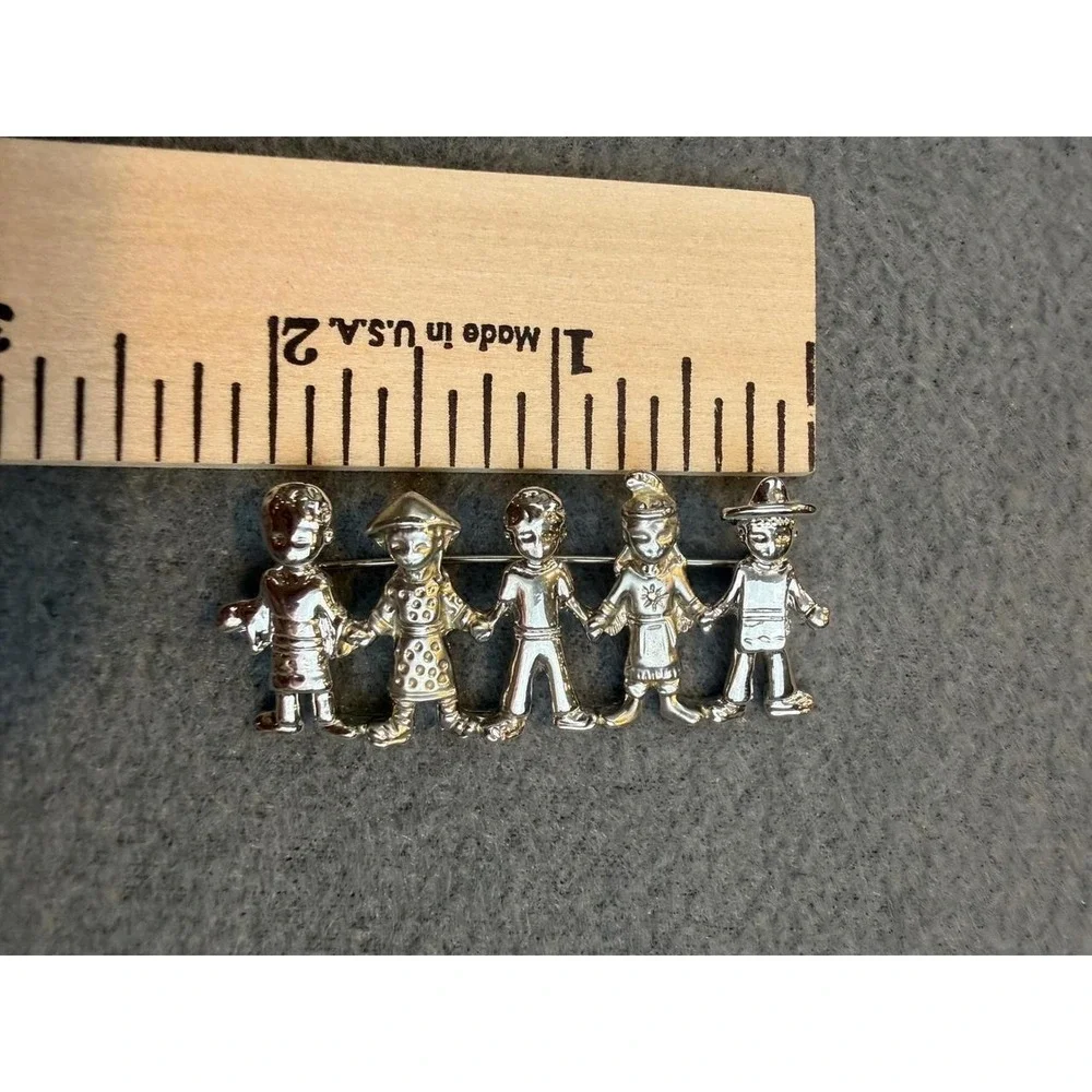 Premier Designs Silver Tone Brooch Children Around the World Unity Pin